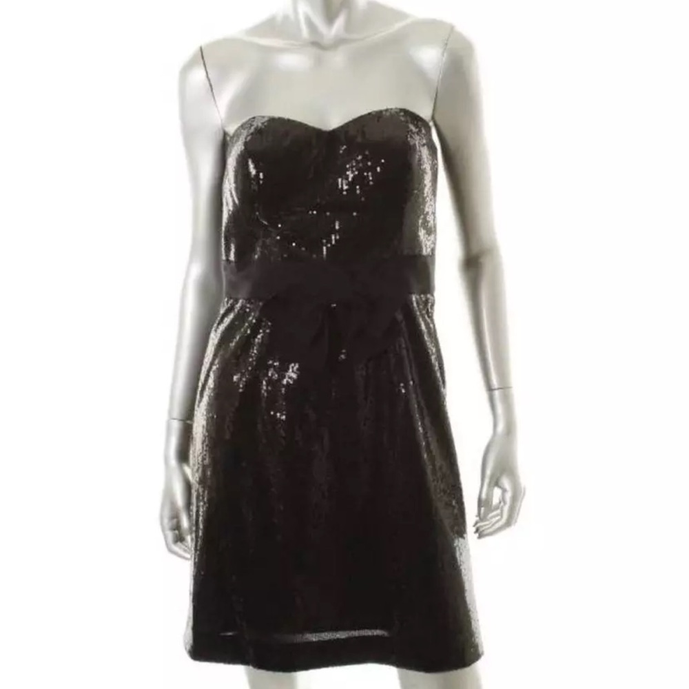 M60 MISS 60 black sequined strapless women’s size small 2 mini dress with bow